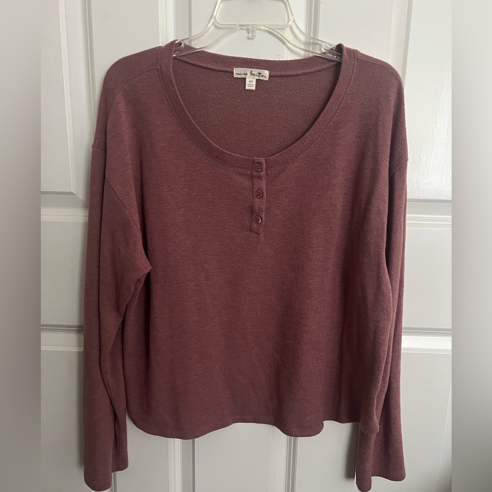 Nine Britton Mauve Long Sleeve Henley